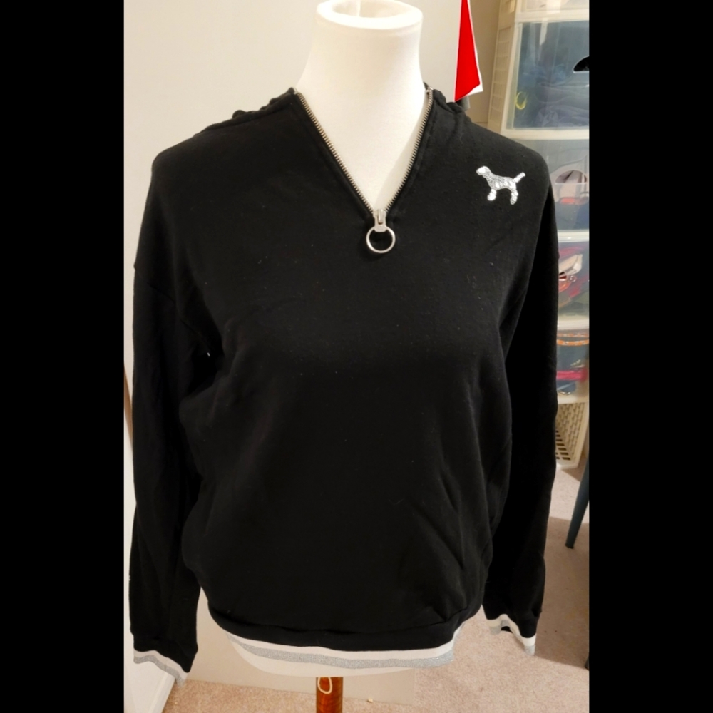 PINK Dog Bling pullover hoodie, XS